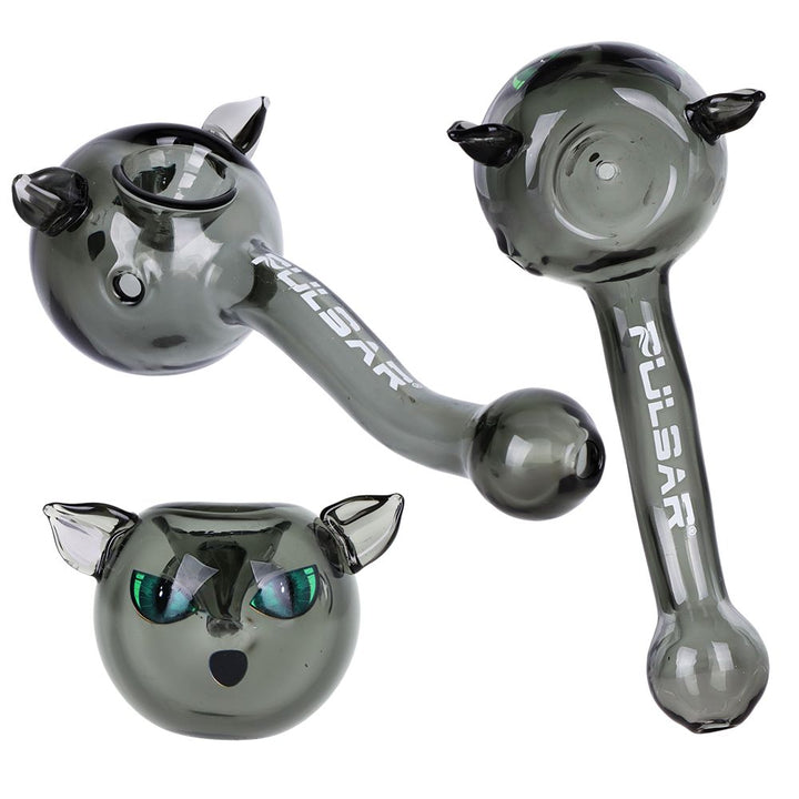 Pulsar Black Cat Glass Hand Pipe - 5" 3ct
