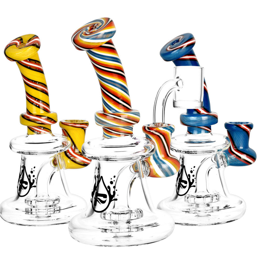 Pulsar Retro Stripe Swirl Mini Rig - 6"/14mm F/Colors Vary - Headshop.com