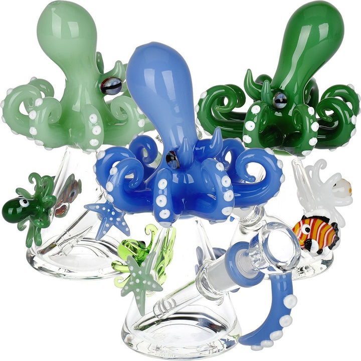 Octopus Reef Glass Water Pipe - 5.75" / Colors Vary - Headshop.com