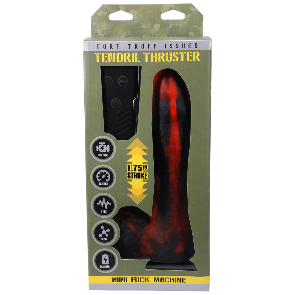 Fort Troff Tendril Thruster Mini Fuck Machine Rechargeable Remote-Controlled Silicone 8.5 in. Thrusting Dildo Red/Black - Headshop.com