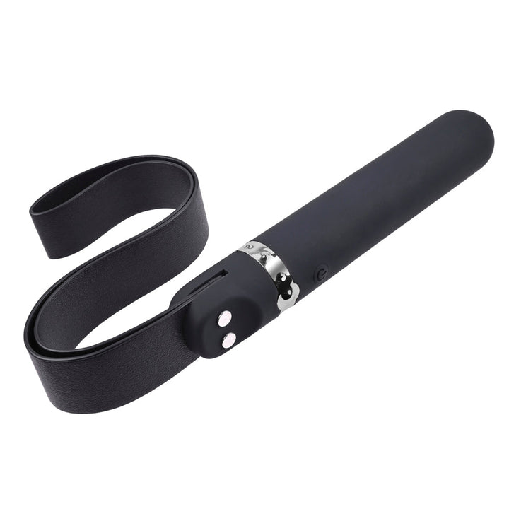 Adam & Eve Spank Me Vibe Rechargeable Silicone Vibrator With Slap Strap End Black - Headshop.com