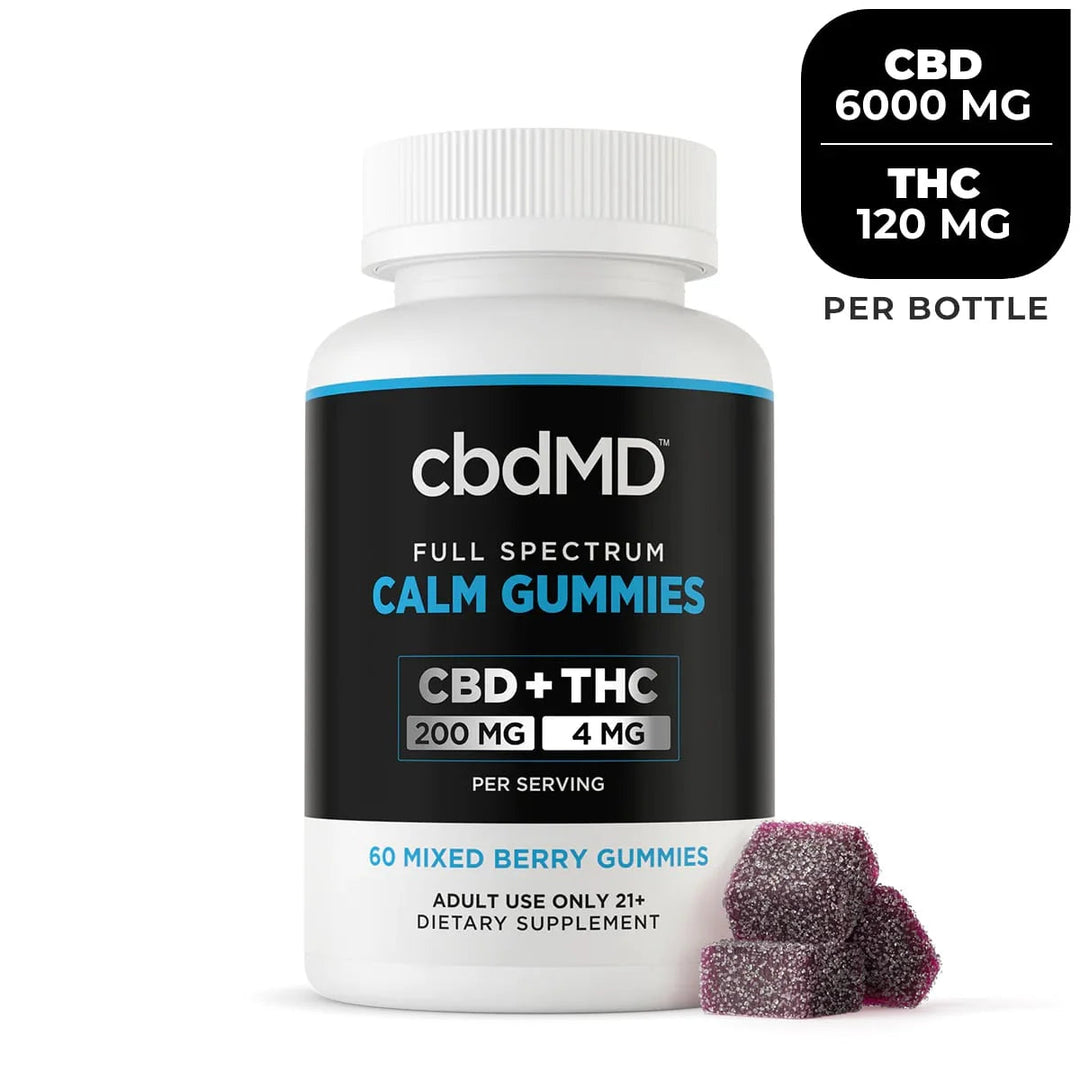 cbdMD Full Spectrum CBD Calming Gummies Mixed Berry - 6000MG, 60ct - Headshop.com