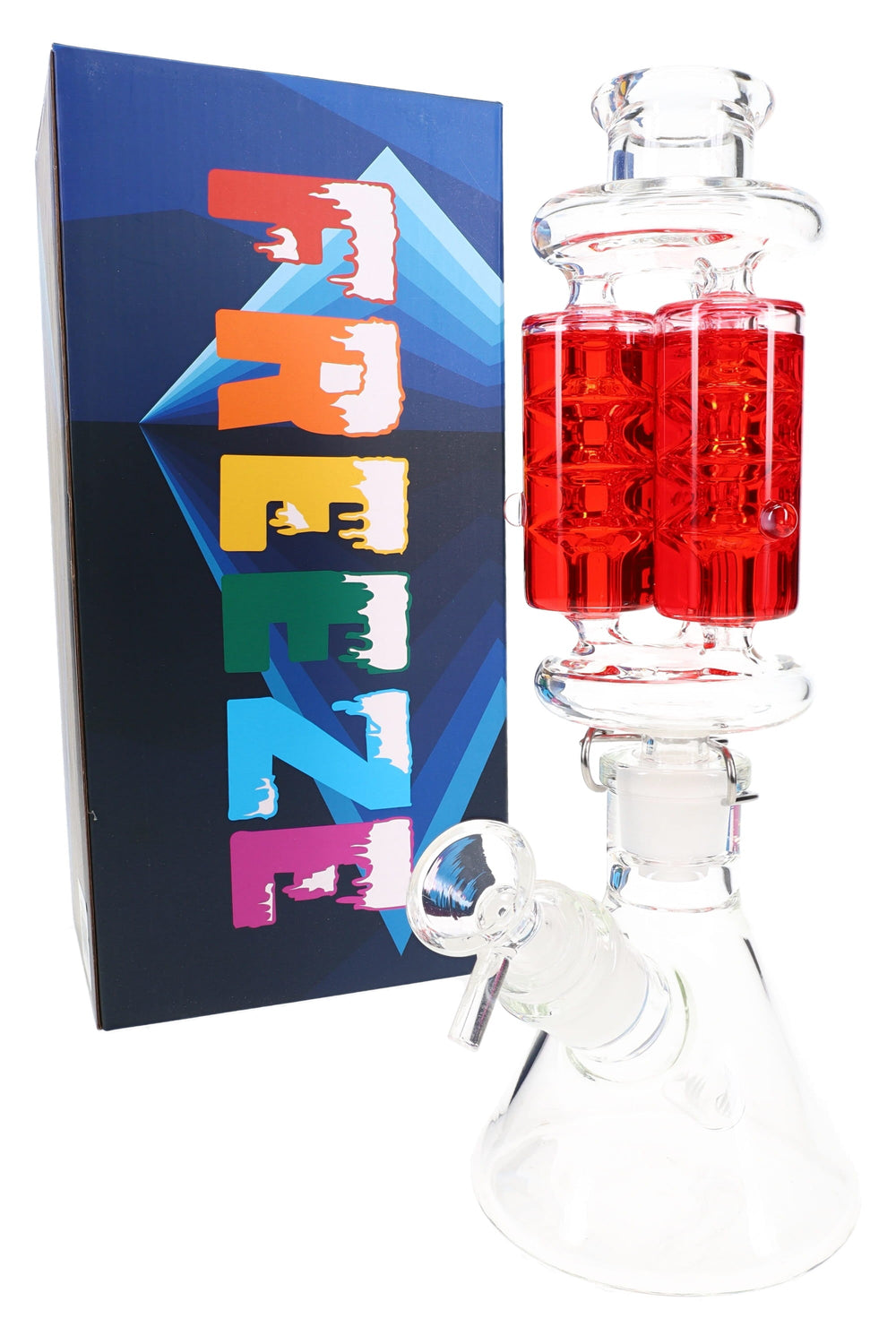 Fluid-Filled Triple Chamber Beaker Bong “Freeze Trio” – 10.5″ – Assorted Colors - Headshop.com
