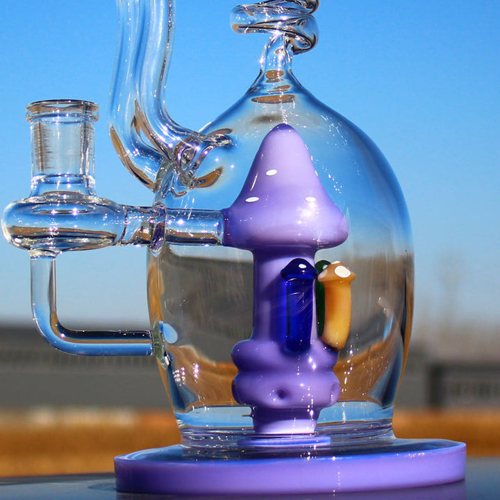 Approx. 11" Spiral Mushroom Recycler Water Pipe w/ Circ Perc - Headshop.com