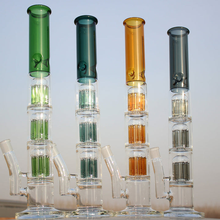 Approx. 19" Triple Tree Percolator Glass Water Pipe - Headshop.com