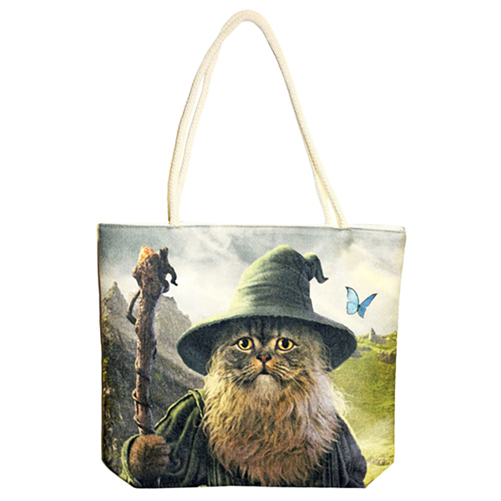 Catdalf The Cute Jute Rope-Handled Tote Bag - 17"x15" - Headshop.com