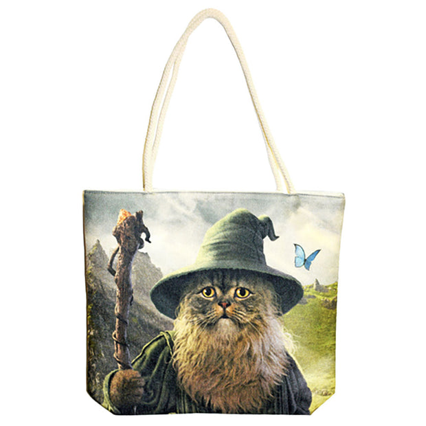 Catdalf The Cute Jute Rope-Handled Tote Bag - 17"x15" - Headshop.com