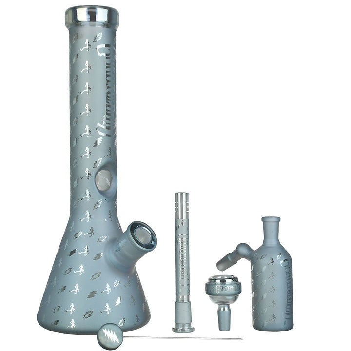 Grateful Dead x Pulsar Bolts And Skellies Glass Beaker Water Pipe Set | 13.75" | 14mm F - Headshop.com