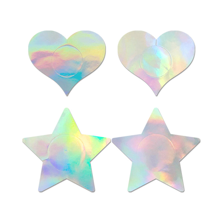 Fantasy Lingerie Holographic 2-Pair Pasties Set Heart & Star Shapes O/S - Headshop.com