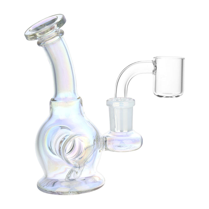 Time Warp Electroplated Glass Mini Dab Rig | 4.75" | 14mm F | Colors Vary - Headshop.com