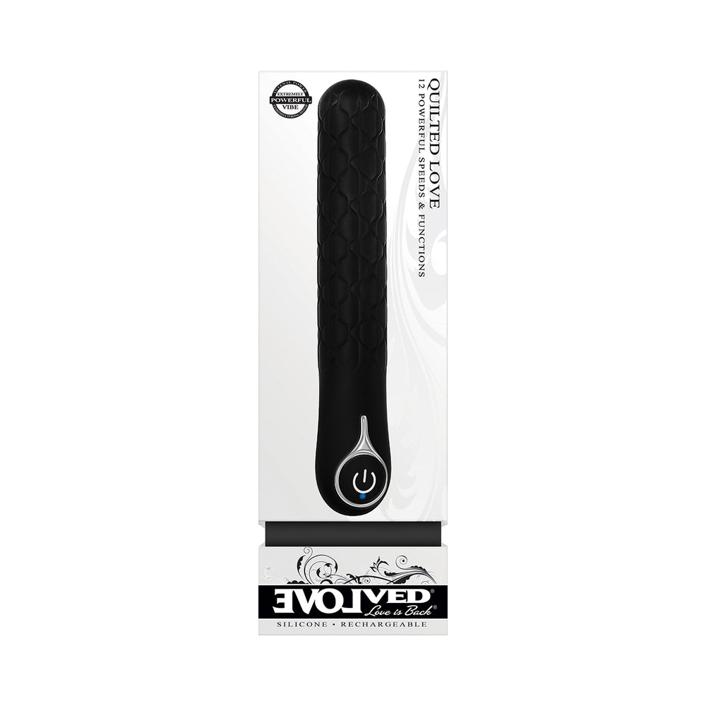 Evolved Quilted Love Rechargeable Textured Silicone Sli mline Vibrator Black - Headshop.com
