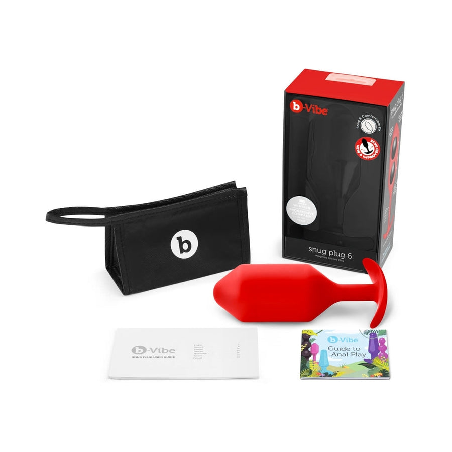 b-Vibe Snug Plug 6 Weighted Silicone Anal Plug Red - Headshop.com
