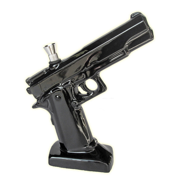 Ceramic .45 Pistol Shaped Water Pipe - 8.5" - Headshop.com