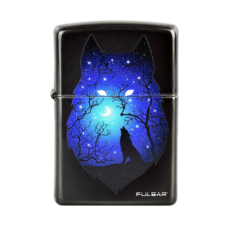 Zippo Lighter - Pulsar Wolf & Stars - Black Ice - Headshop.com