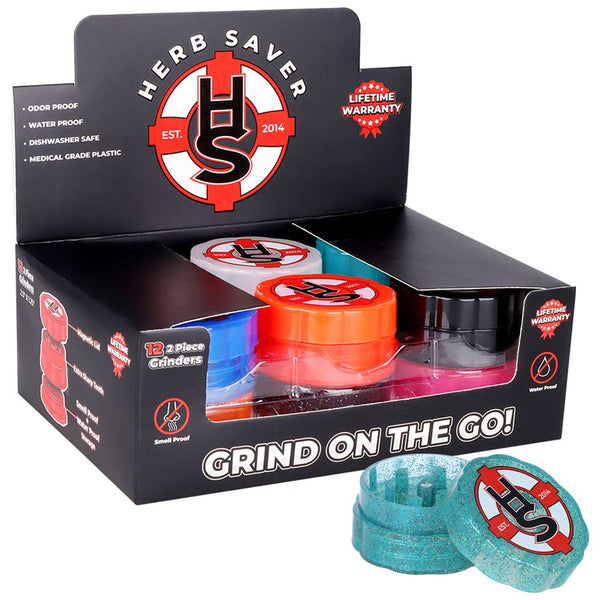12CT DISPLAY - HerbSaver Grinder - 2.5" / 2pc / Assorted Colors