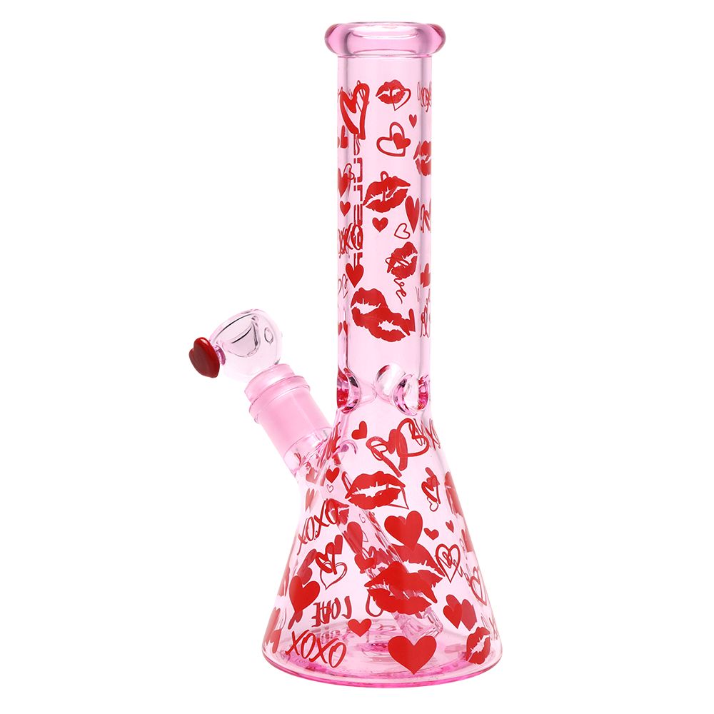 Pulsar Valentine's XOXO Glass Beaker Water Pipe & Hand Pipe Set - 10" / 14mm F - Headshop.com