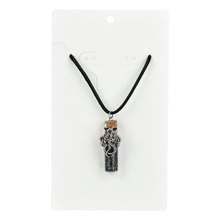 Pewter Pendant Glitter Bottle Necklace | 11.5" - Headshop.com