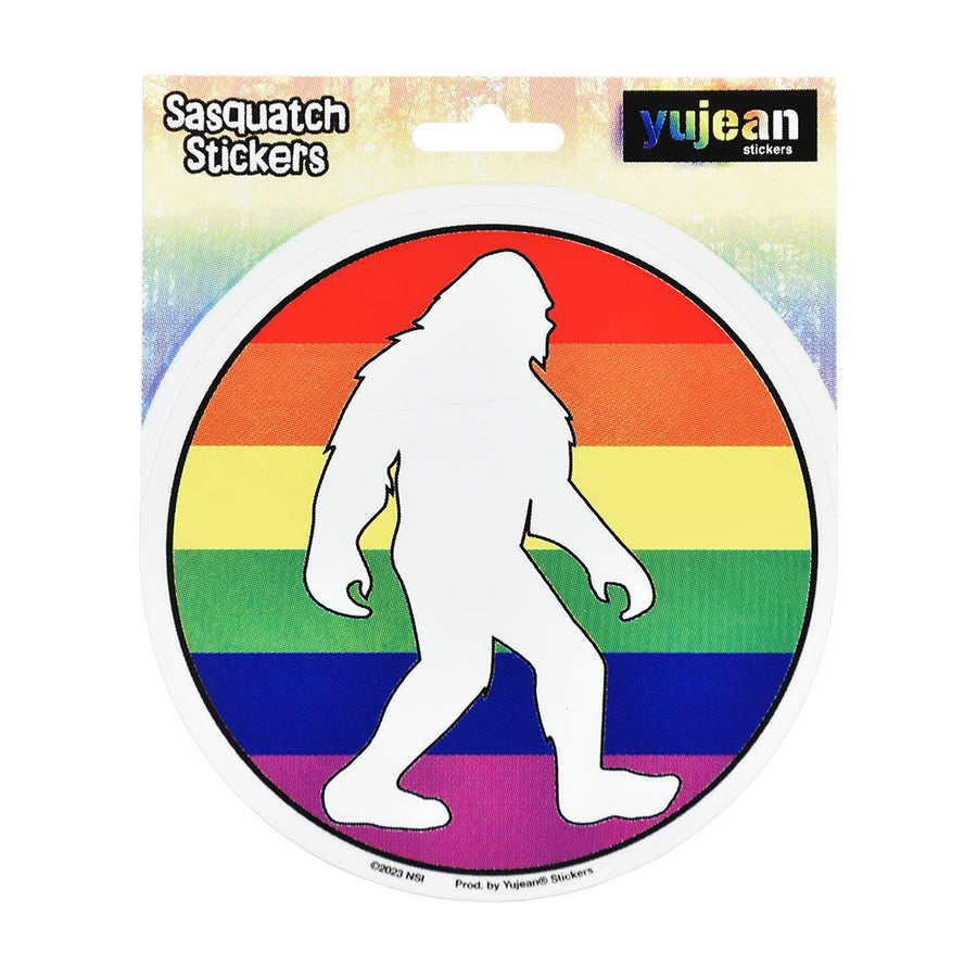 Bigfoot Rainbow Pride Round Sticker - 4.5" - Headshop.com