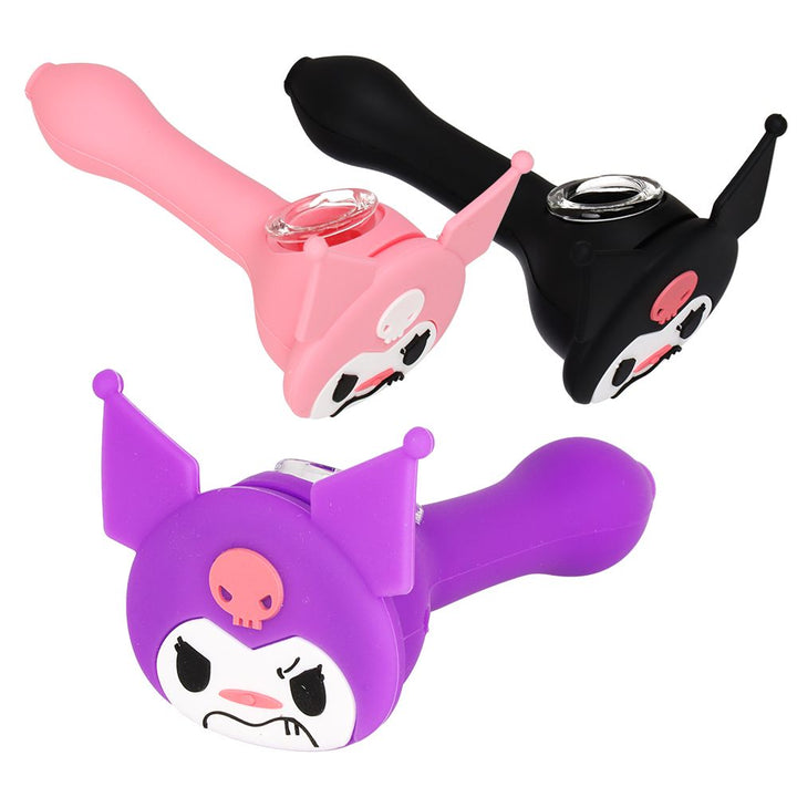 3CT BUNDLE - Rival Kitty Silicone Hand Pipe - 4.5" / Assorted Colors