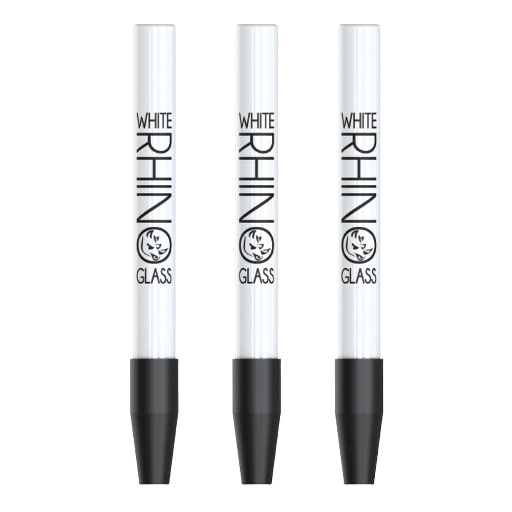25pc Display - White Rhino Ceramic Dab Straw w/ Silicone Cap - 5" - Headshop.com