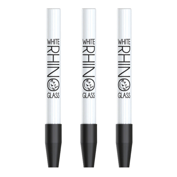 25pc Display - White Rhino Ceramic Dab Straw w/ Silicone Cap - 5" - Headshop.com