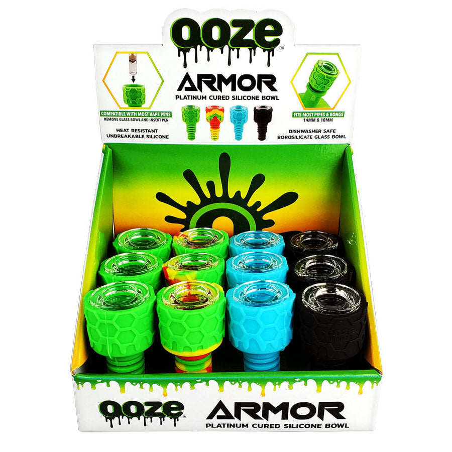 Ooze Armor Silicone Glass Bowl - Asst Colors - 12PC DISPLAY - Headshop.com