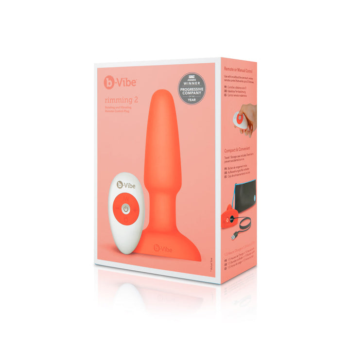 b-Vibe Rimming 2 Rotating and Vibrating Remote Control Plug Orange - Headshop.com