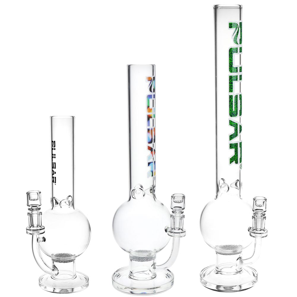 Pulsar Round Ball Glass Water Pipe - 12" / 14mm F / Clear - Headshop.com