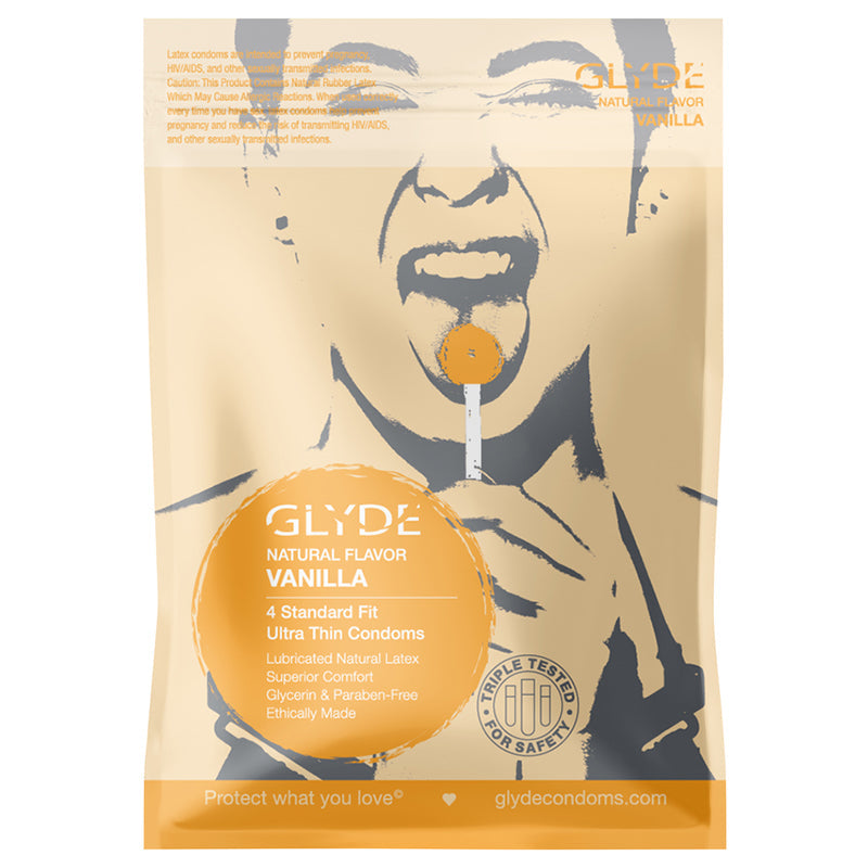 Glyde Ultra Natural Flavor 4pk Vanilla Condoms - Headshop.com