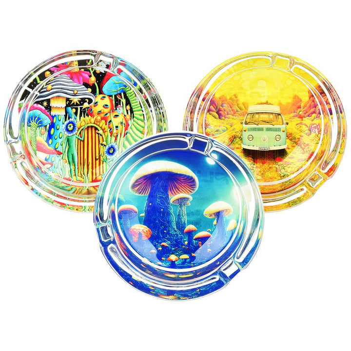 Pulsar Design Series Round Glass Ashtray - 3.4" / 6ct - Headshop.com