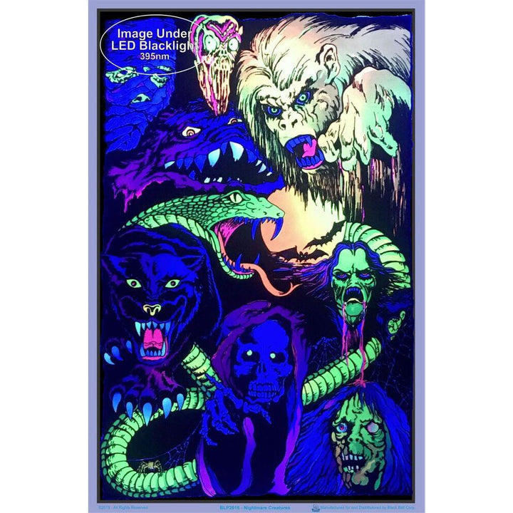 Nightmare Creatures Flocked Blacklight Poster - 23"x35" - Headshop.com