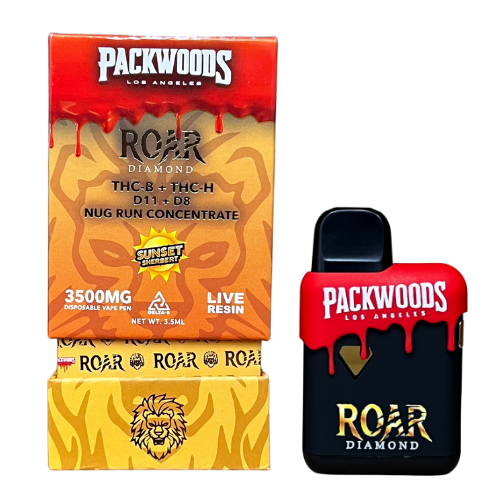 Roar x Packwoods Nug Run Concentrate 3500MG LIVE RESIN THC-B + THC-H, D11 +D8 - Sunset Sherbert - Headshop.com