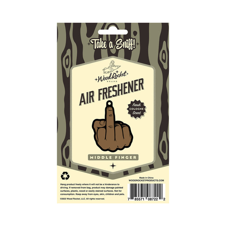 Wood Rocket Air Freshener Middle Finger Brown - Headshop.com