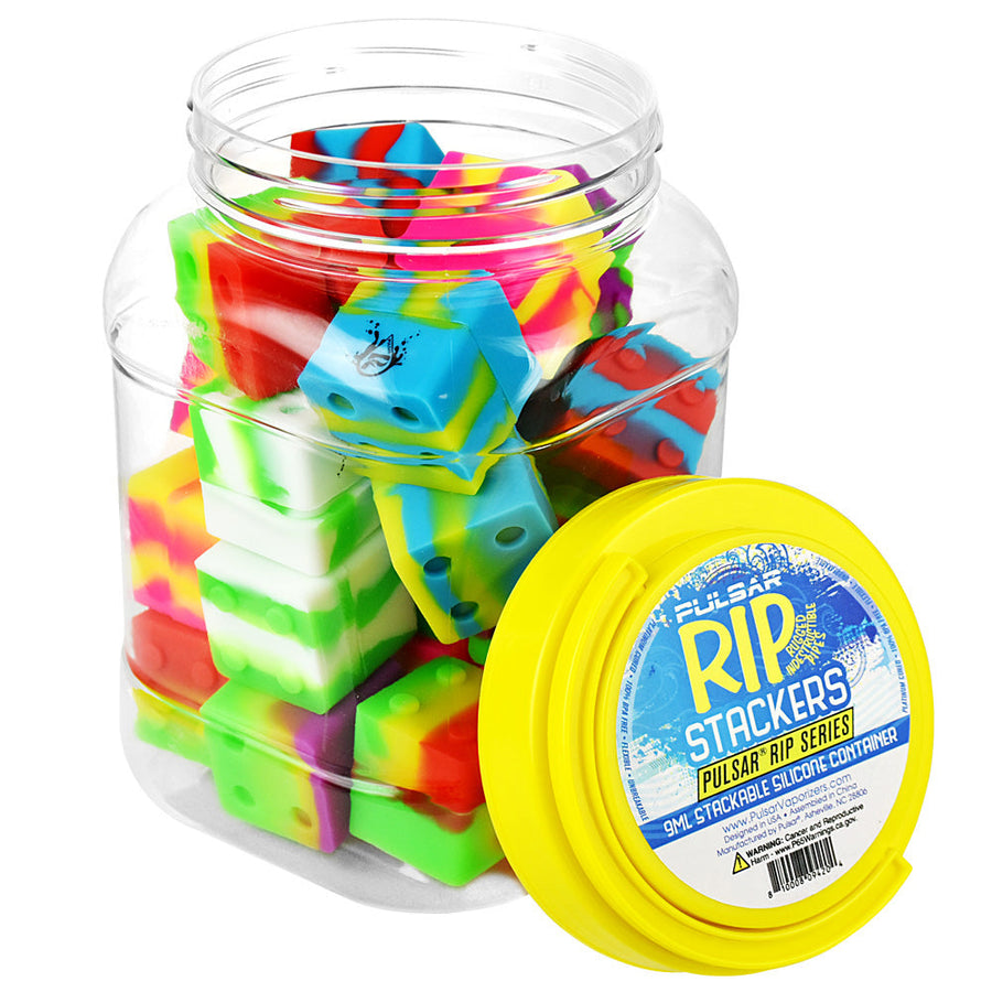 25PC DISPLAY - Pulsar RIP Series Silicone Container - 9ml / Assorted Colors - Headshop.com