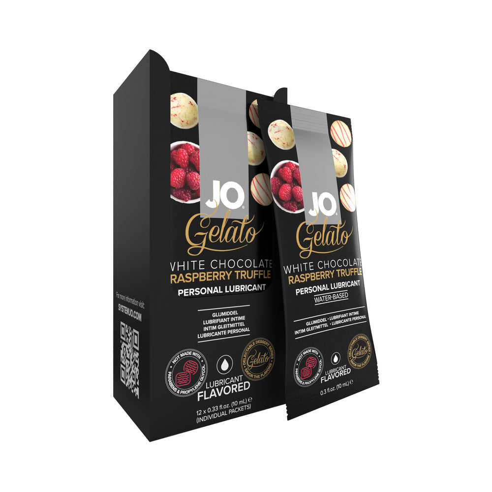 JO White Chocolate Raspberry Flavored Water-Based Lubricant Foils 10 mL 12-Pack - Headshop.com