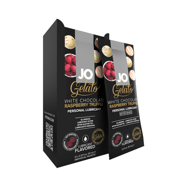 JO White Chocolate Raspberry Flavored Water-Based Lubricant Foils 10 mL 12-Pack - Headshop.com