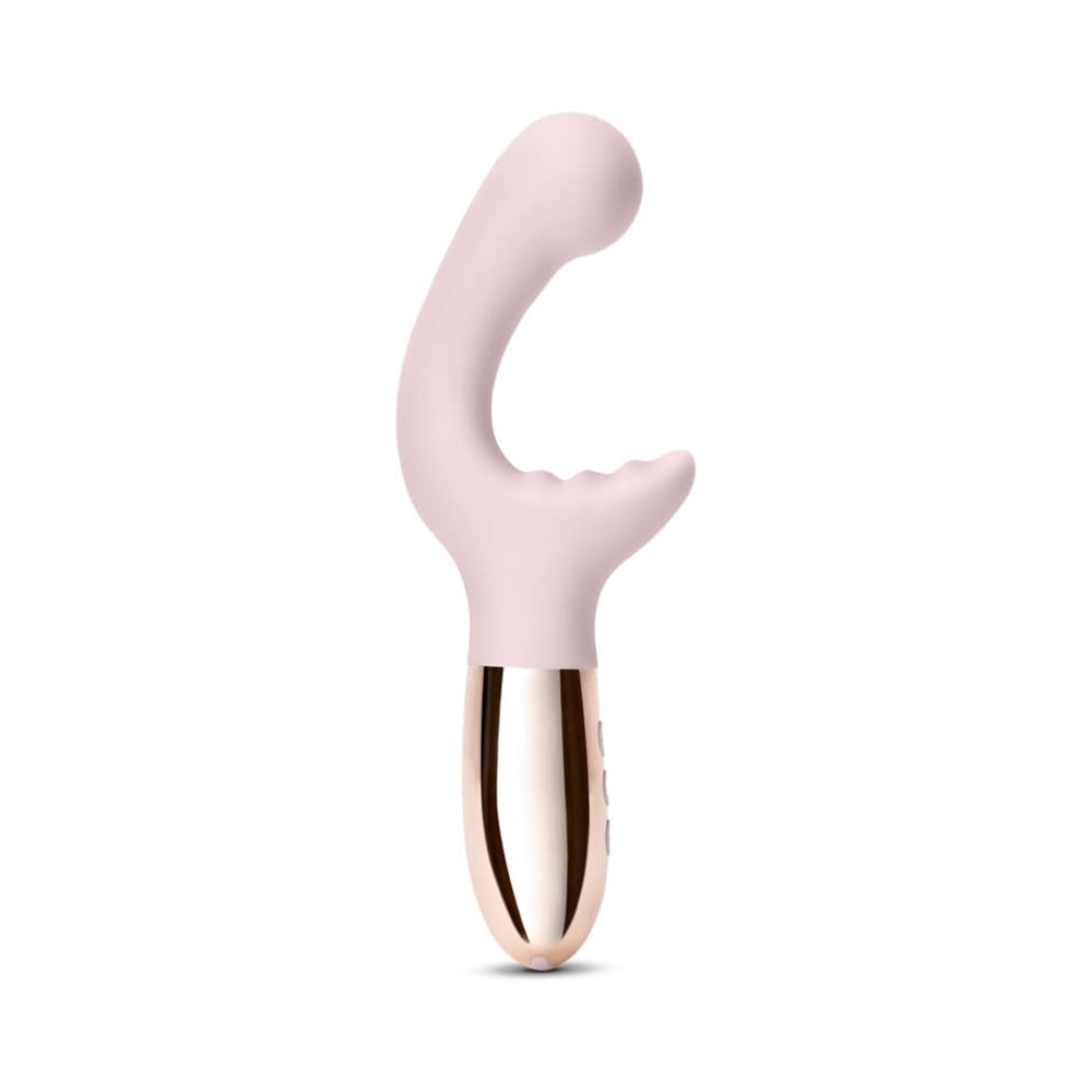 Le Wand XO Rechargeable Wave Silicone Dual Stimulation Vibrator Rose Gold - Headshop.com