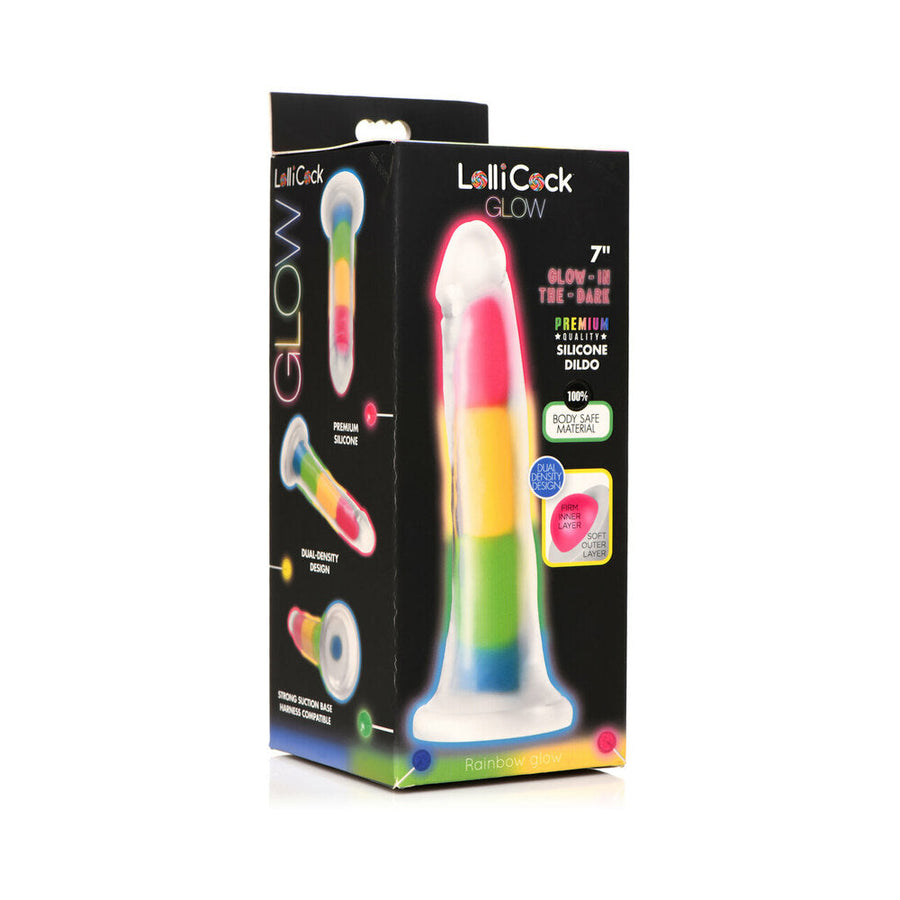 Lollicock Silicone Dildo 7 in. Rainbow Glow in the Dark - Headshop.com