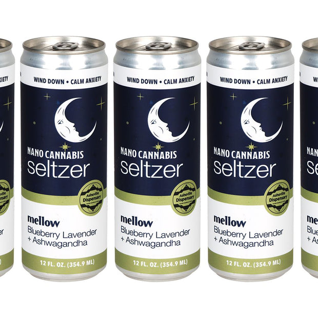 24CT CASE - Asheville Dispensary Nano Cannabis D9 Mellow Seltzer - 12oz / 30mg / Blueberry Lavender / Ashwagandha