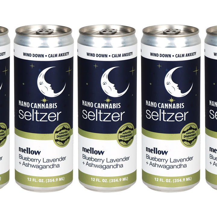 24CT CASE - Asheville Dispensary Nano Cannabis D9 Mellow Seltzer - 12oz / 30mg / Blueberry Lavender / Ashwagandha