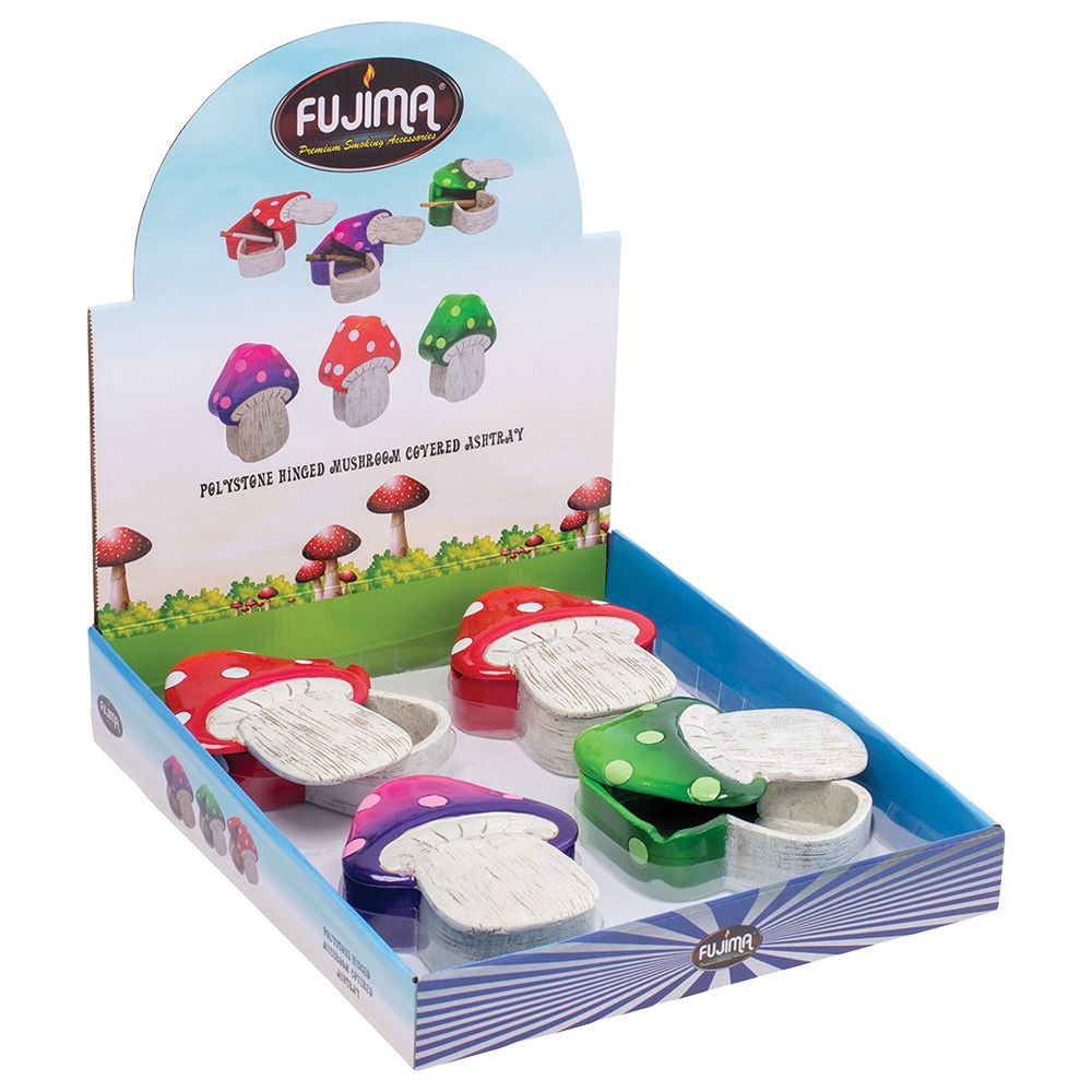Spotted Mushroom Covered Polyresin Ashtray - 5.25" x 4" 4ct - Headshop.com