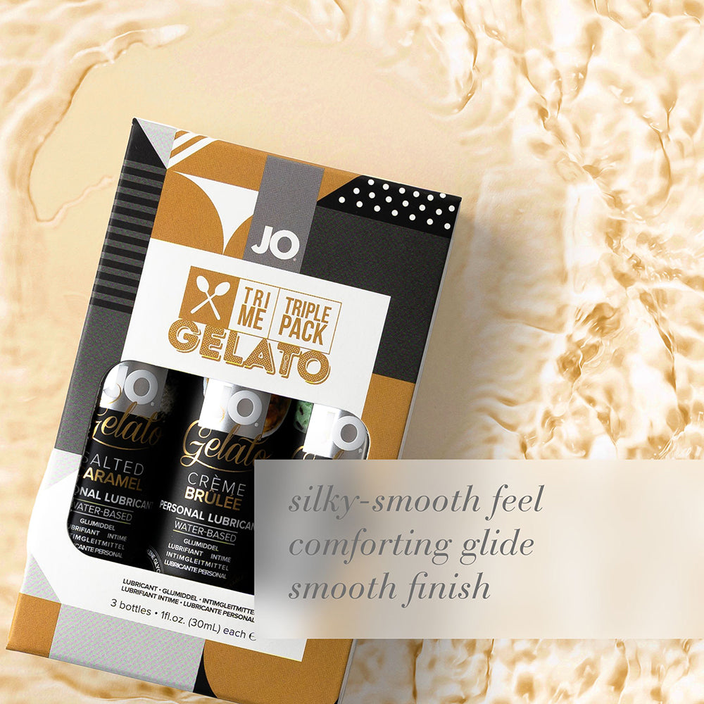 JO Tri Me Triple Pack Gelato Flavored Water-Based Lubricant 3-Pack - Headshop.com