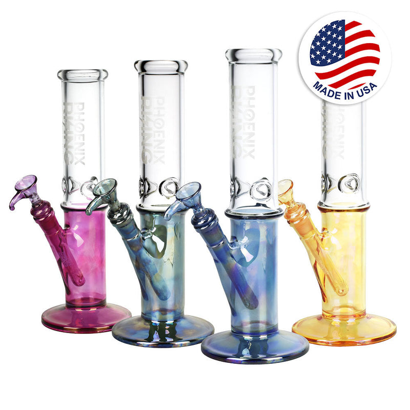Phoenix Rising Shine Based Wide Straight Water Pipe-12"/14mm F/Clrs Vry - Headshop.com