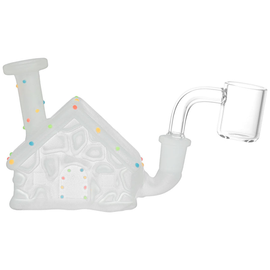 Frosted Christmas House w/ Glow in Dark Lights Glass Mini Rig - 3" / 10mm F - Headshop.com