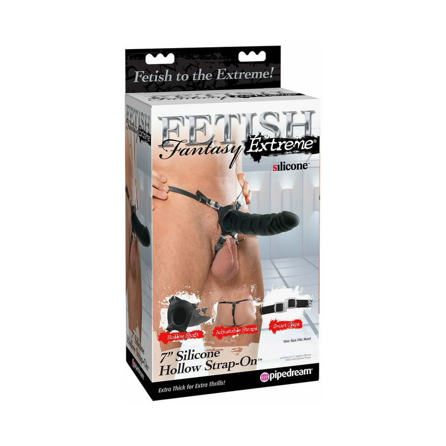 Fetish Fantasy Extreme Adjustable 7 in. Silicone Hollow Strap-On Black - Headshop.com