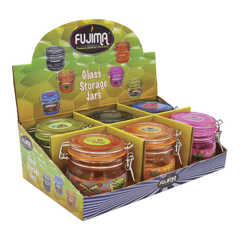 6PC DISPLAY - Fujima Dank Tank Airtight Glass Jar - 150mL/Assorted Designs - Headshop.com