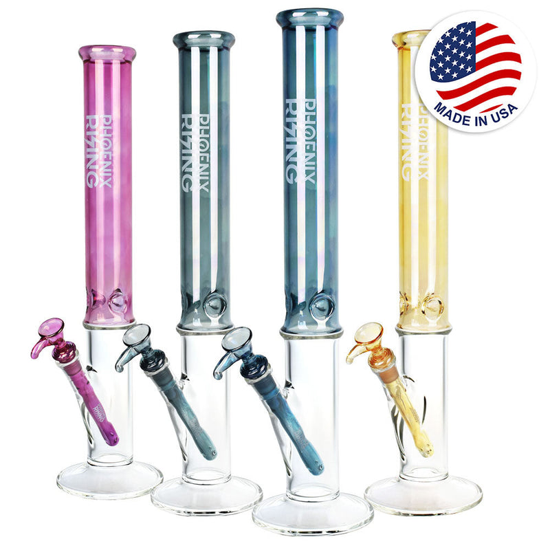 Phoenix Rising Shine Tops Tall Straight Water Pipe-18"/14mm F/Clrs Vry - Headshop.com