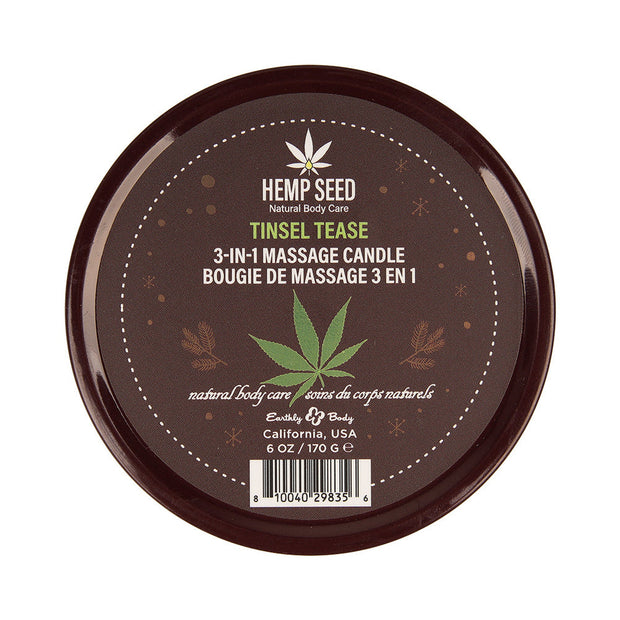 Earthly Body Hemp Seed 3-in-1 Massage Candle Tinsel Tease 6 oz. - Headshop.com