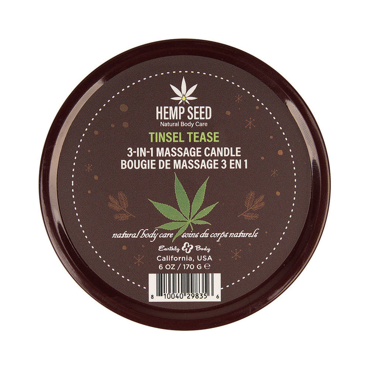 Earthly Body Hemp Seed 3-in-1 Massage Candle Tinsel Tease 6 oz. - Headshop.com