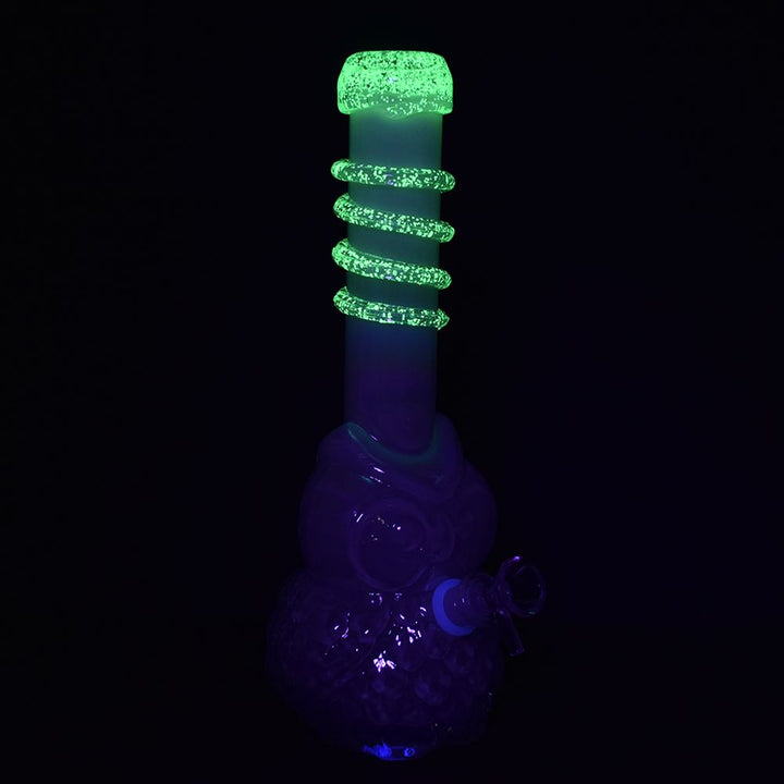 Iridescent Owl Soft Glass Water Pipe - 12" / 14mm F - Headshop.com